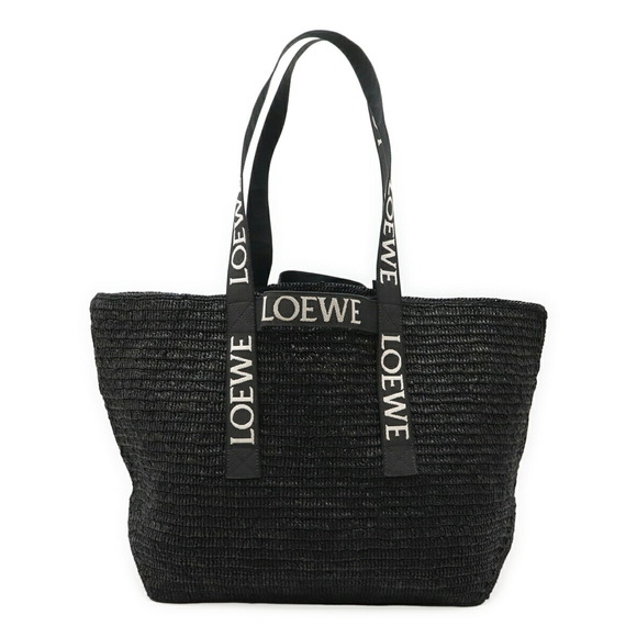 LOEWE FOLD SHOPPER Shoulder Bag, Basket Raffia, Black, B507X23X10 - Picture 1 of 7